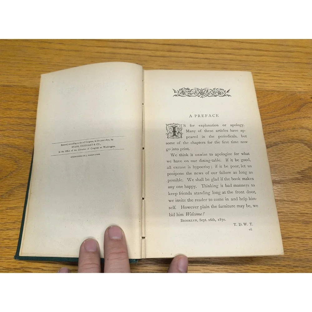1870. CRUMBS SWEPT UP By Reverend T. Dewitt Talmage | Rare Green HC Antique Book